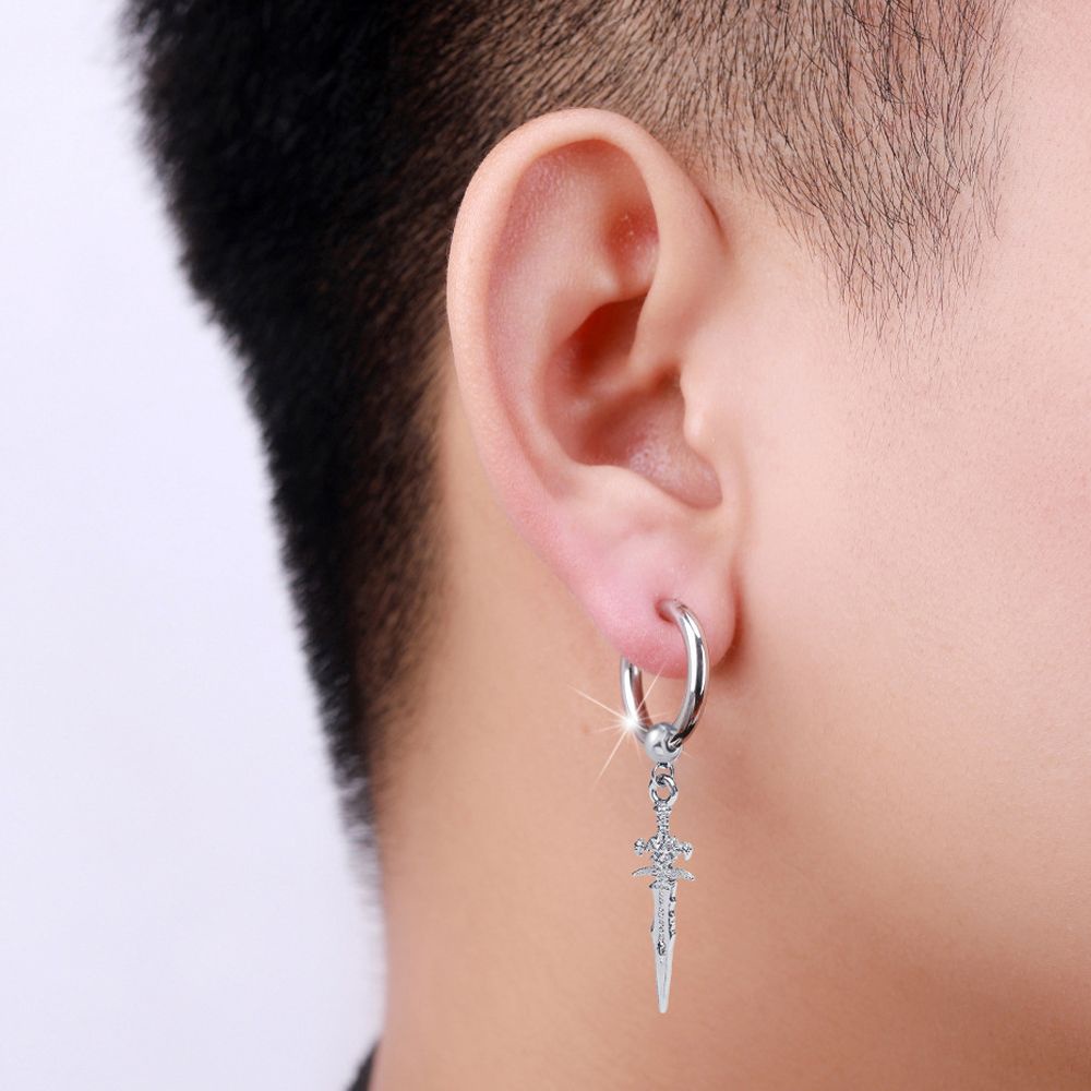 Khuyên kẹp vành tai bằng thép không gỉ hình chữ thập kiểu Hàn trẻ trung thời trang cho nam và nữ