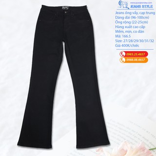 Quần jean nữ ống vẩy đen tuyền, cạp trung