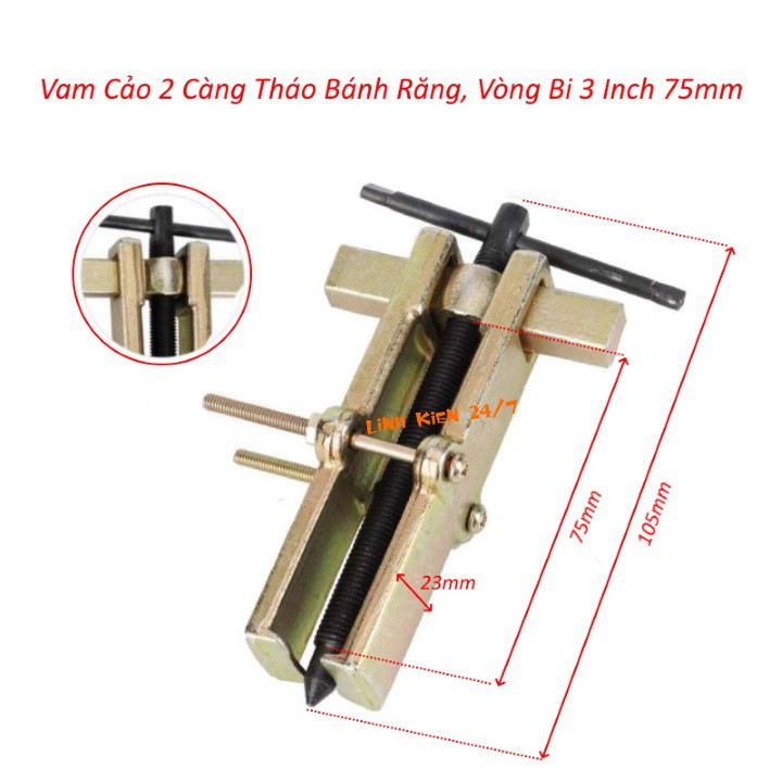 Vam Cảo 2 Càng Tháo Vòng Bi, Bánh Răng 75mm