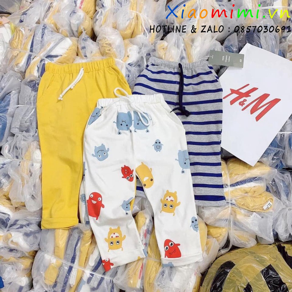 Quần cotton , Combo 3 Quần Dài Cotton Thu Đông Họa Tiết Mỏ Neo Hàng Xuất Dư Cao cấp