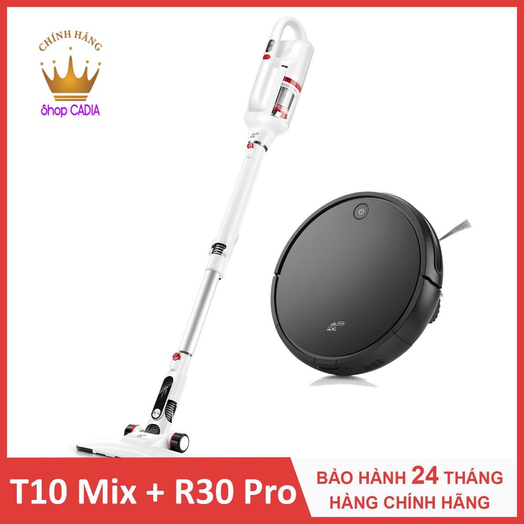 [HÀNG CHÍNH HÃNG] PUPPYOO Combo Robot Hút Bụi Lau Nhà R30Pro Và Máy Hút Bụi Cầm Tay Không Dây T10 Mix [Bảo Hành 24 Tháng