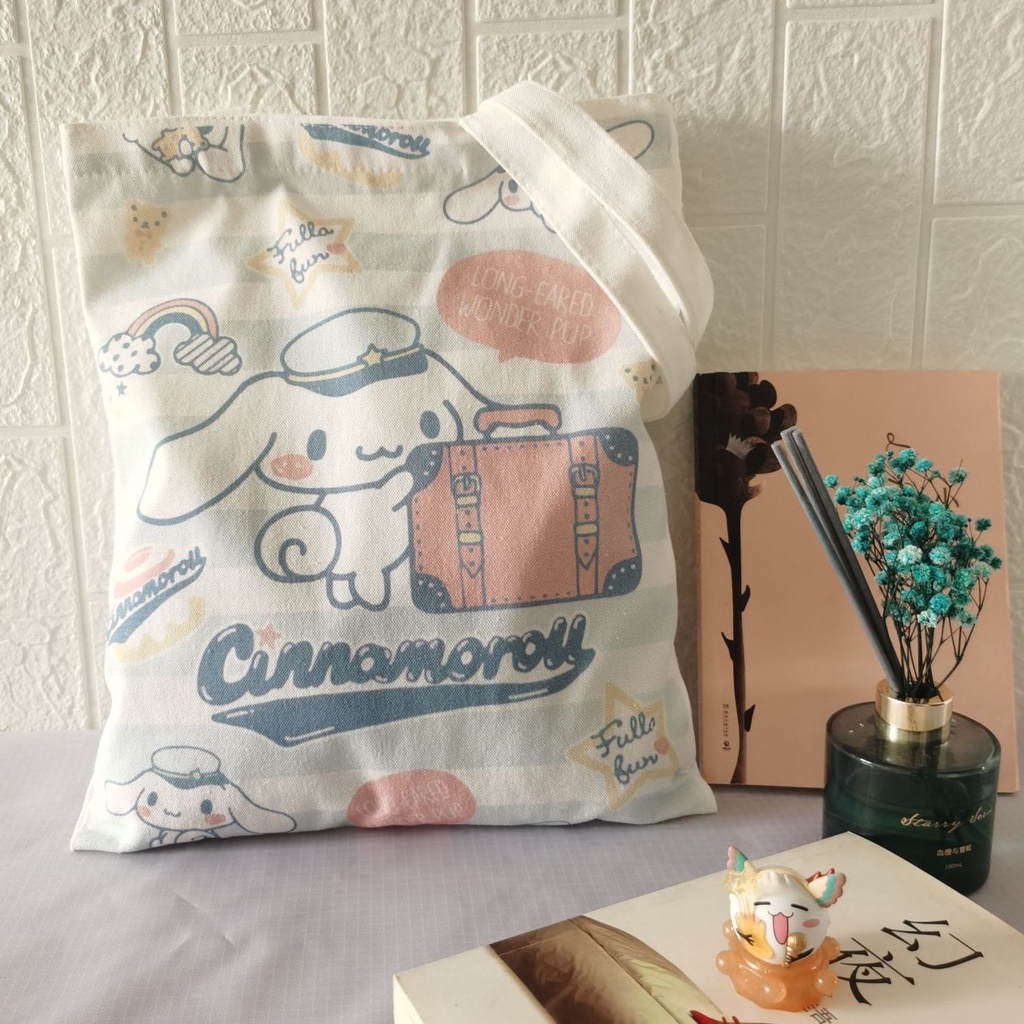 High-value Tote Bag Girl Cute Small Fresh Canvas Bag Student Tutoring Bag Cartoon Pattern Tote Bag