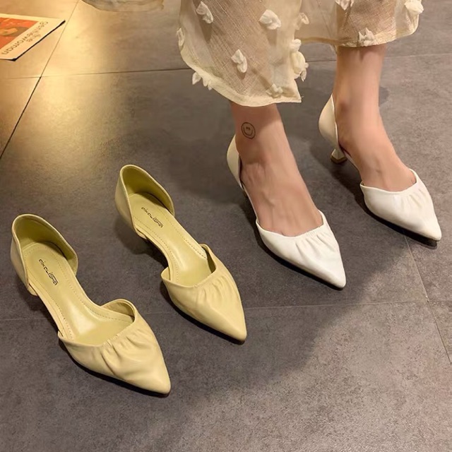 Giày cao gót mũi nhọn Ulzzang hở eo gót cao 3cm