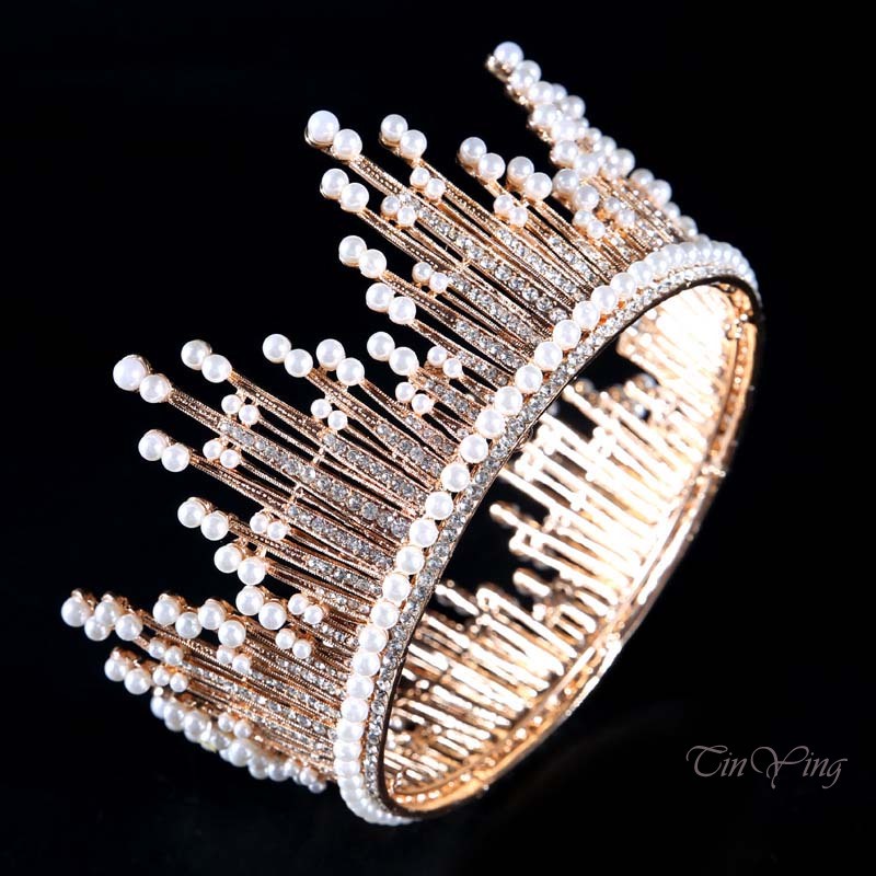 GETNOIVAS Vương Miện Đính Đá Tròn Sang Trọng Cho Cô Dâu