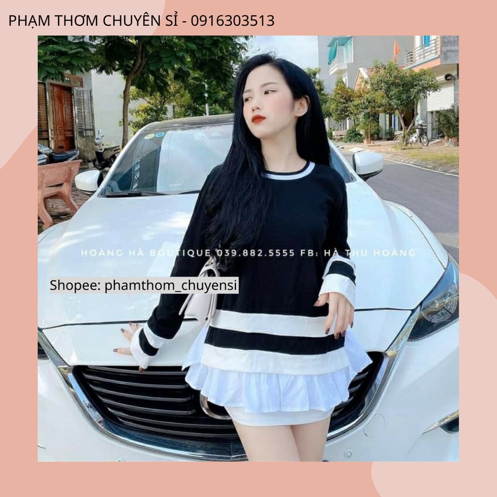 Áo zip phối cổ tay sọc