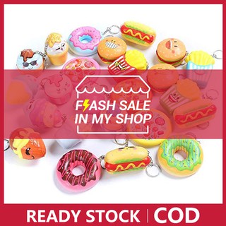 8 PCS Random squishy keychian food designs slow rising scented for kids girls