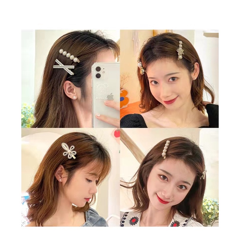 Set 6 Kẹp Tóc Đính Ngọc Trai Nhân Tạo Thời Trang