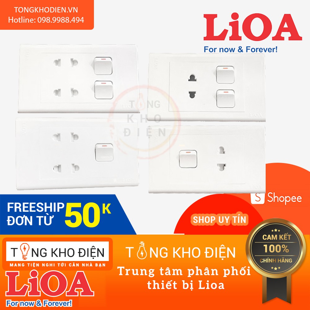 [CHÍNH HÃNG] Mặt ổ cắm + công tắc LiOA (âm tường + lắp nổi)