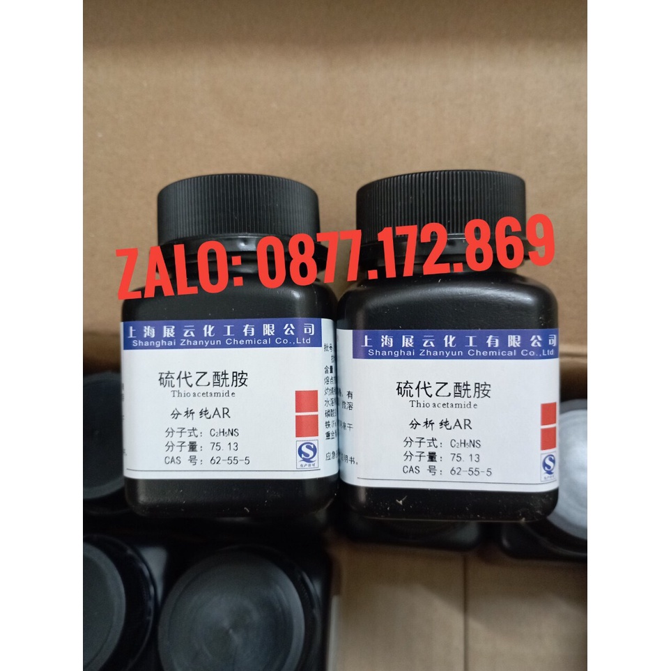 Thioacetamide AR CAS 62-55-5 Hóa chất thí nghiệm C2H5NS hãng Zhanyun Trung Quốc lọ 25g