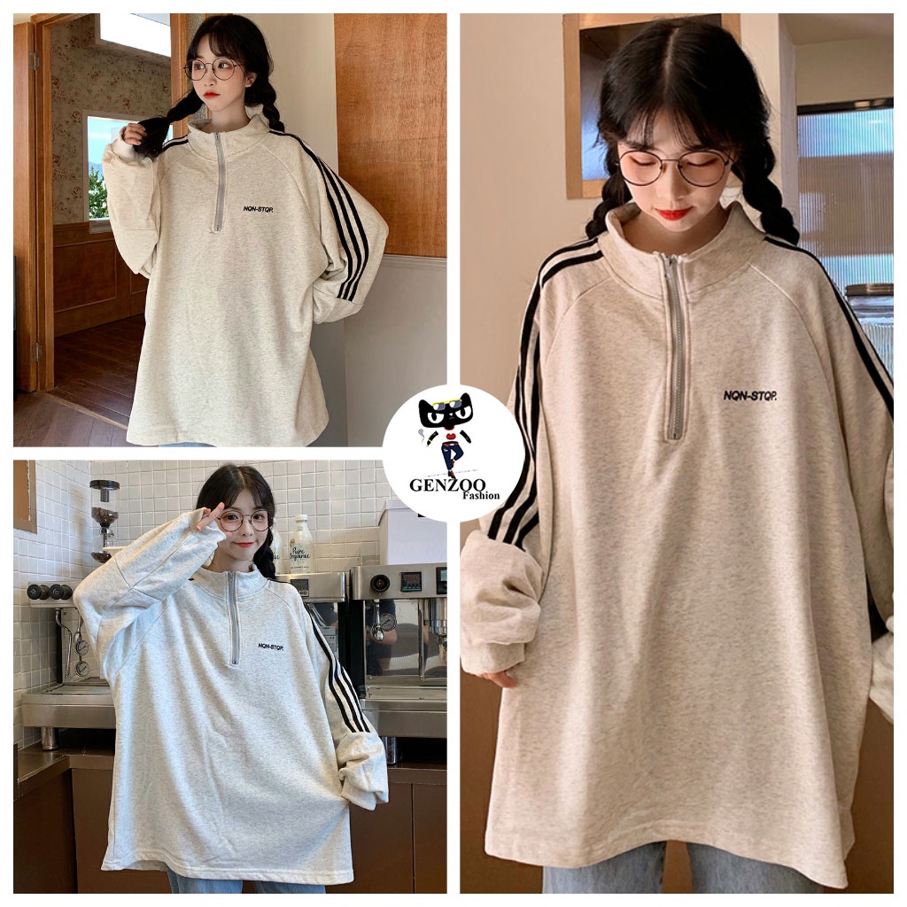 Áo Sweater form rộng chất nỉ NONSTOP Áo polo Unisex hot trend cá tính - GEN_ZOO