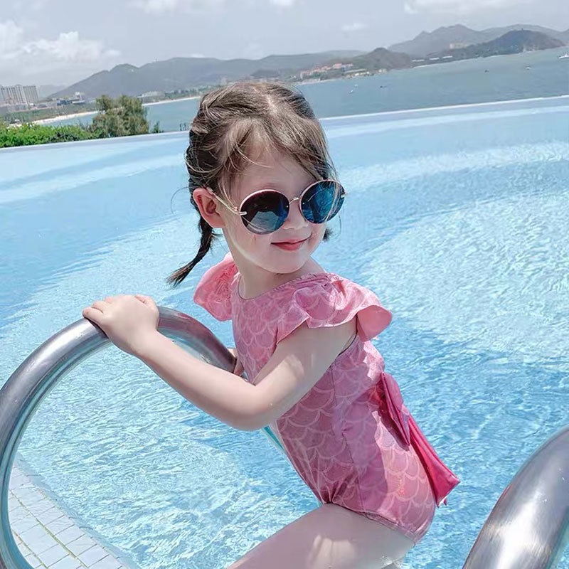 Đồ Bơi Một Mảnh Màu Hồng Dễ Thương Cho Bé