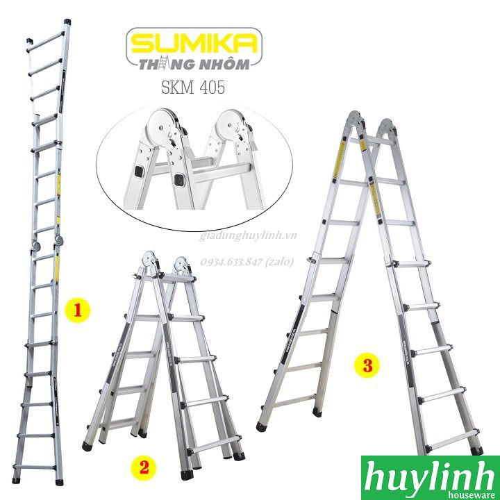 Thang nhôm gấp chữ A đa năng Sumika SKM-405 - 5.1 mét