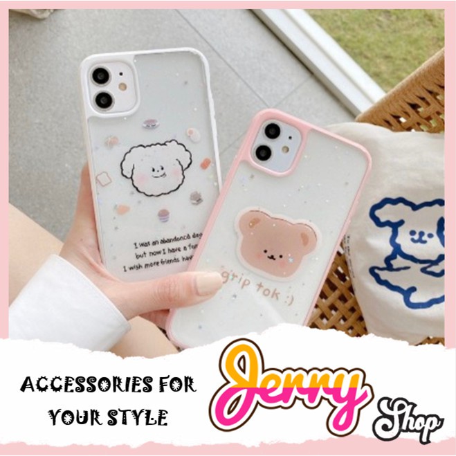 Ốp iphone - Ốp lưng viền Cún và Gấu kim tuyến 6s/6plus/6s plus/7/8/7plus/8plus/x/xs/xs max/11/11pro max- Jerry Case S1-2