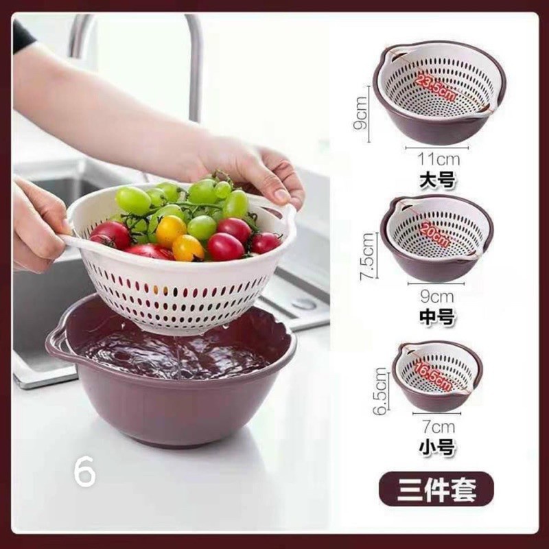 Bộ Rổ Nhựa Kèm Chậu 6 Món Cao Cấp