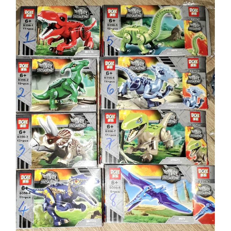 Lắp ráp 1 hộp Khủng Long DinosuarPake D365 có nhiều chi tiết bằng nhựa