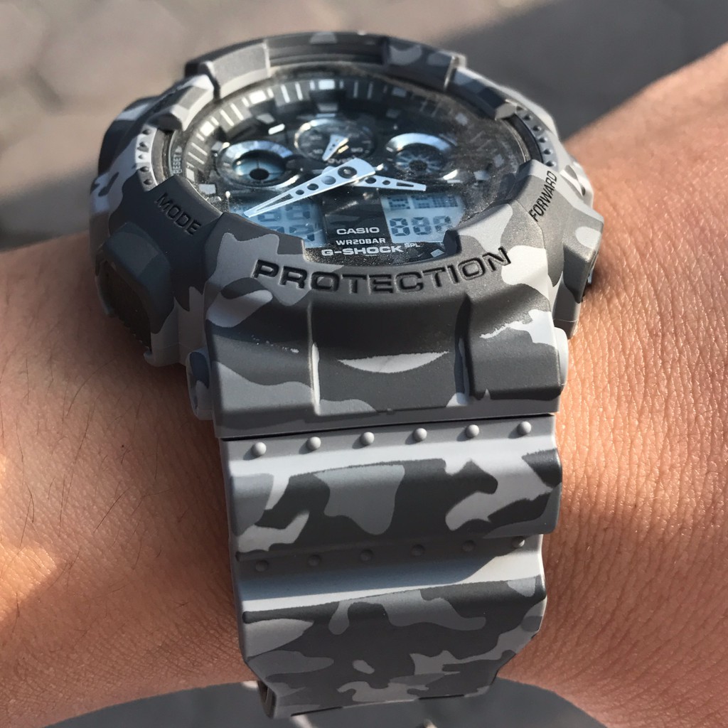 Đồng hồ nam CASIO G-SHOCK GA-100CM-8ADR Chính hãng - Dây Nhựa Rằn Ri Mạnh Mẽ