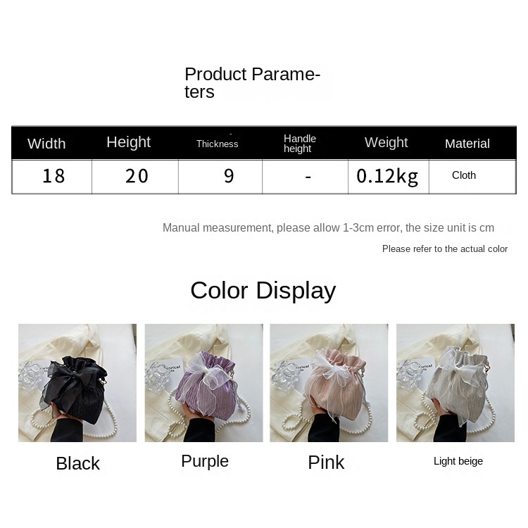 Túi Xách Đeo Vai Dây Rút Đính Nơ Thời Trang Nữ Tính