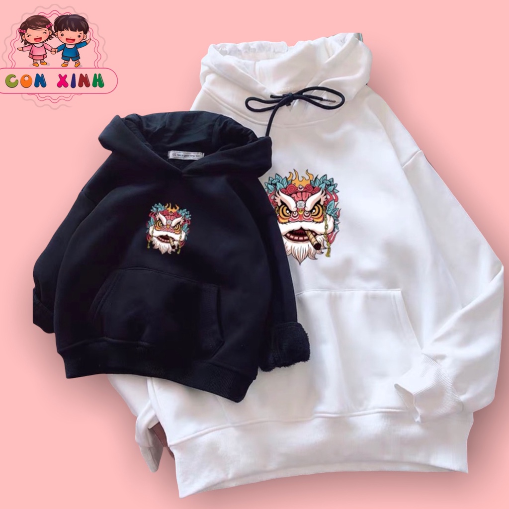 Áo hoodie CONXINH form rộng nỉ trẻ em hình in Con Lân,thời trang thu đông cho trẻ em từ 4 đến 10 tuổi