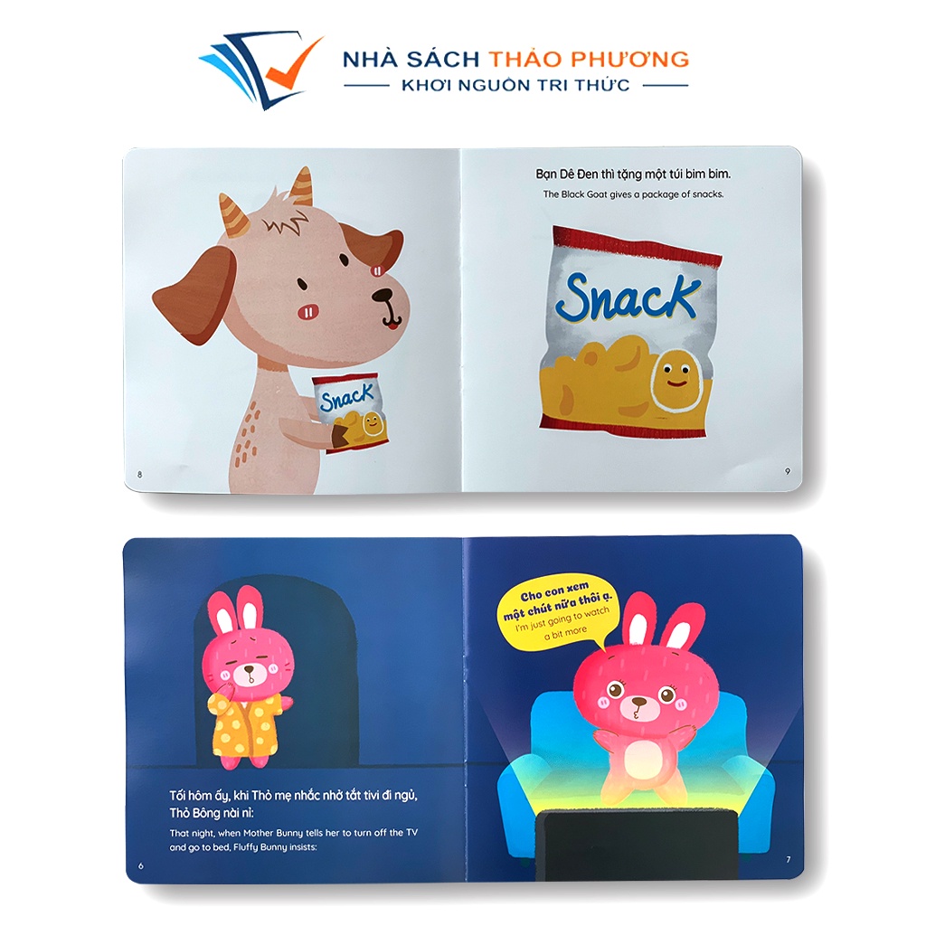 Sách - Bộ Ehon kĩ năng sống Thỏ Bông Song ngữ Việt Anh, Quét mã QR file nghe (Lẻ cuốn )