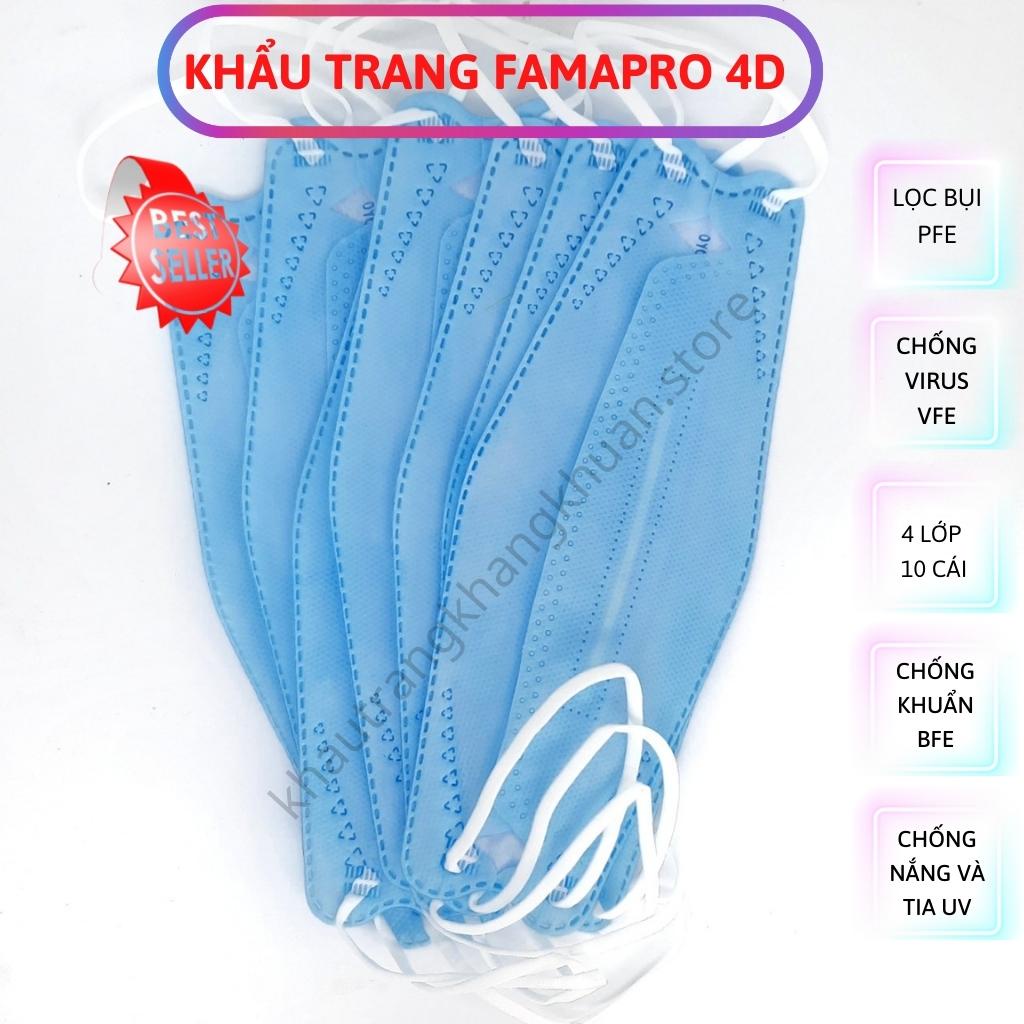 Khẩu Trang Famapro 4D, [HÀNG LOẠI A], Khẩu trang Con Cá, KF94 trắng, màu...dạng hộp, size lớn [Hộp 10 Cái]