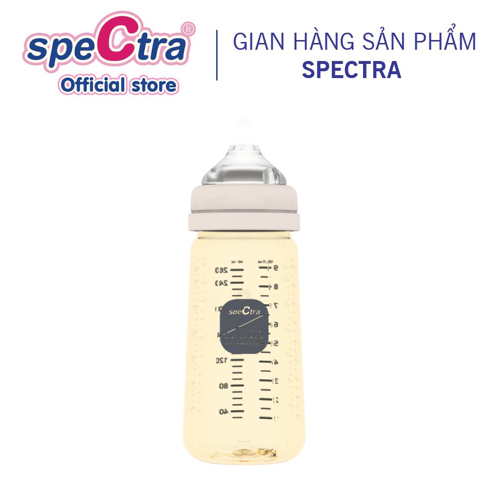 Bình sữa PPSU cổ rộng Spectra 260ml kèm núm ti size M/L/XL HÀN QUỐC