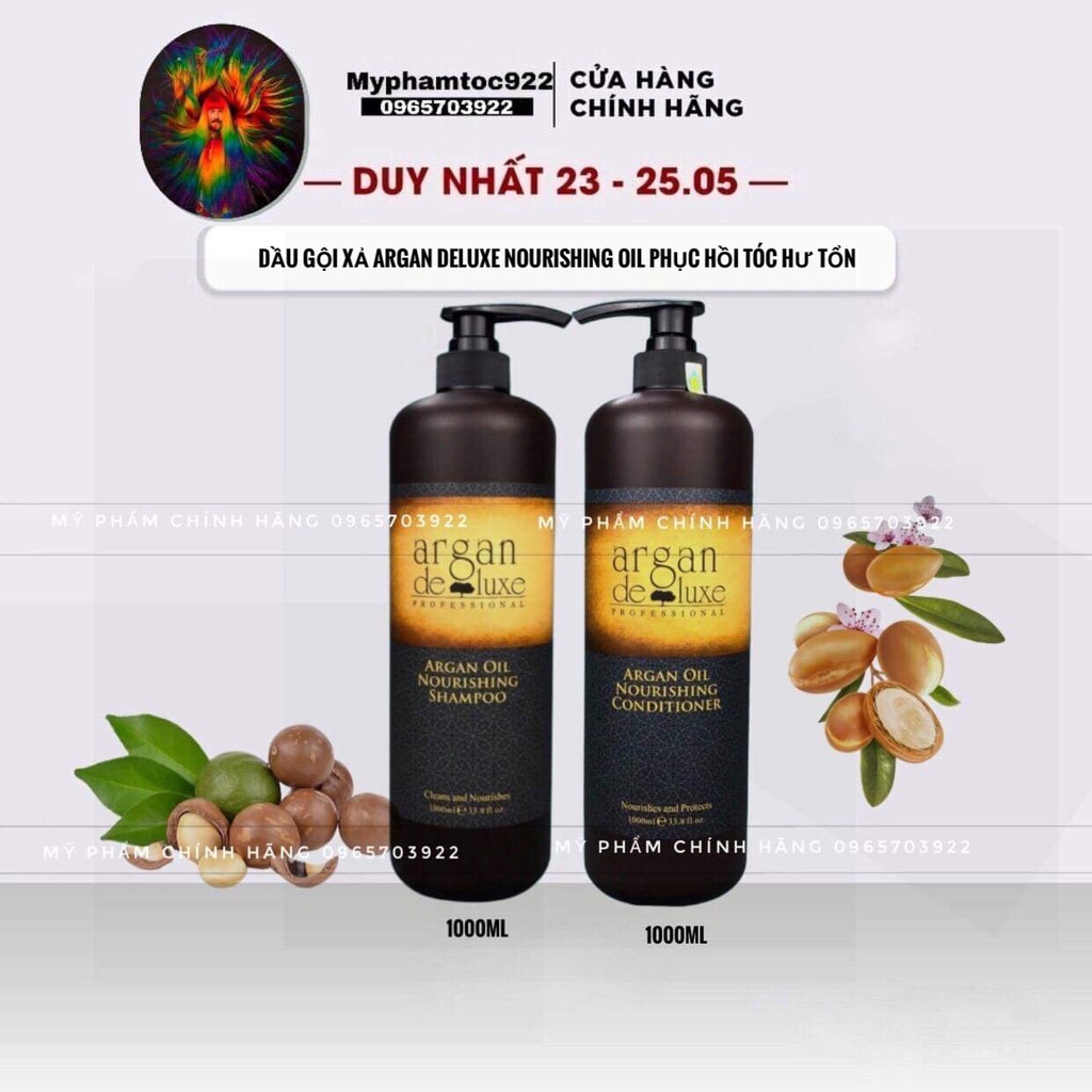 Dầu Gội Xả Argan Deluxe Nourishing Oil Phục Hồi Tóc Hư Tổn 1000ml chính hãng deluxe