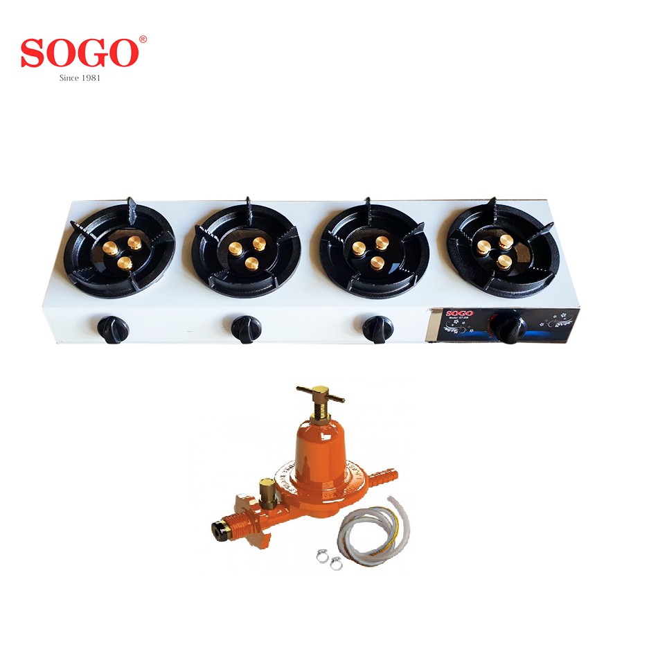 Combo Bếp khè gas 4 lò bán công nghiệp SOGO GT-208S4-3DD + NA-547SH / NA-537SH