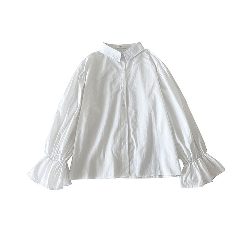 IELGY  Áo Sơ Mi Trắng Dài Tay Phong Cách Hàn Quốc Thời Trang Cho Nữ
