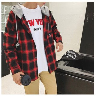 ÁO KHOÁC FLANNEL  PHỐI NÓN XÁM UNISEX  SIÊU HOT-TPXS10