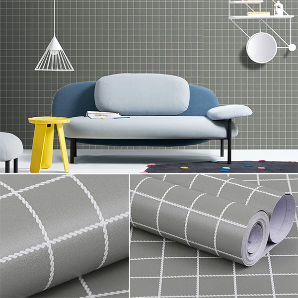 Giấy dán tường màu xám giá bán 1m x 45cm, giấy dán tường màu xi măng có keo sẵn  - AZEVA