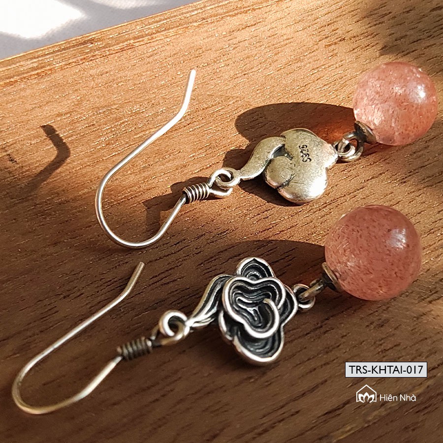 Khuyên tai Bạc S925 - Khuyên tai nữ tính dâu tây - Trang sức Bình An - Hiên Nhà