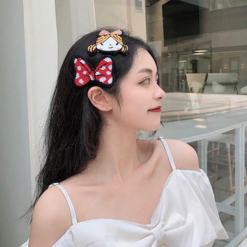 Kẹp tóc vải len kiểu dáng hoạt hình Hàn Quốc đáng yêu cho bé