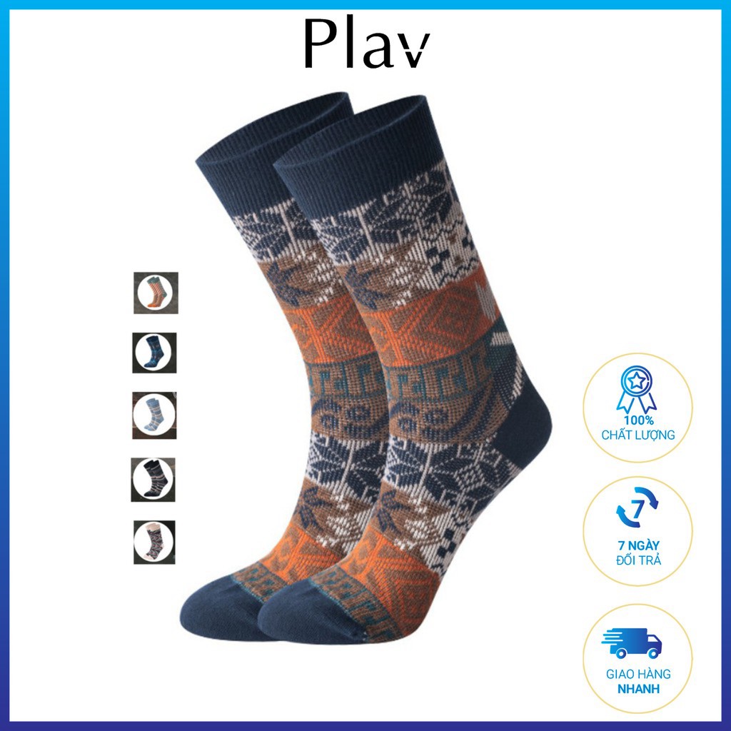 Tất thổ cẩm cho nam - Vớ cao cổ họa tiết chất cotton cao cấp Plav