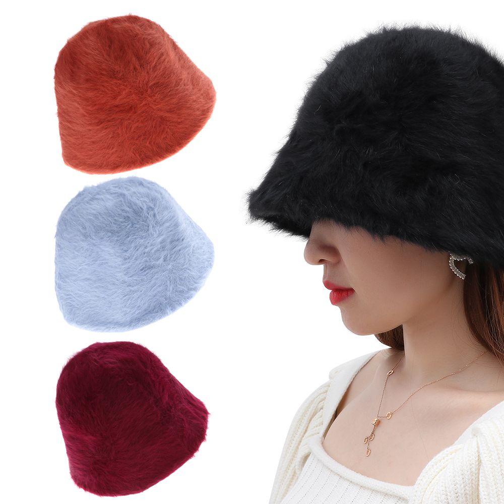 OKDEALS Nón Bucket Màu Trơn Thời Trang Giữ Ấm Cho Nữ