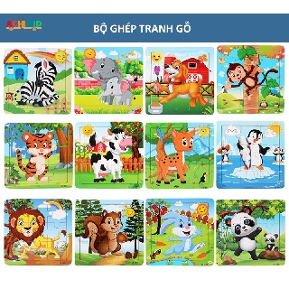Bộ 5 Tranh Ghép Hình Bằng Gỗ 9 mảnh cho bé/ Tranh Ghép Gỗ Đẹp