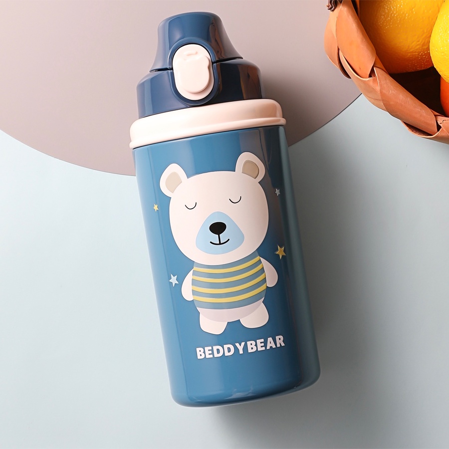 Bình Nước Giữ Nhiệt BeddyBear Cho Bé Từ 2 Tuổi Trở Lên Họa Tiết 3D Gấu Trắng RT105