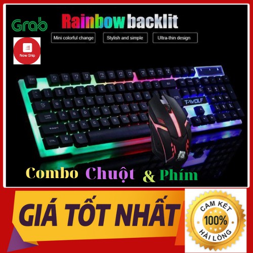 COMBO BÀN PHÍM VÀ CHUỘT GIẢ CƠ CÓ DÂY T-WOLF TF-200 DÀNH CHO GAME THỦ