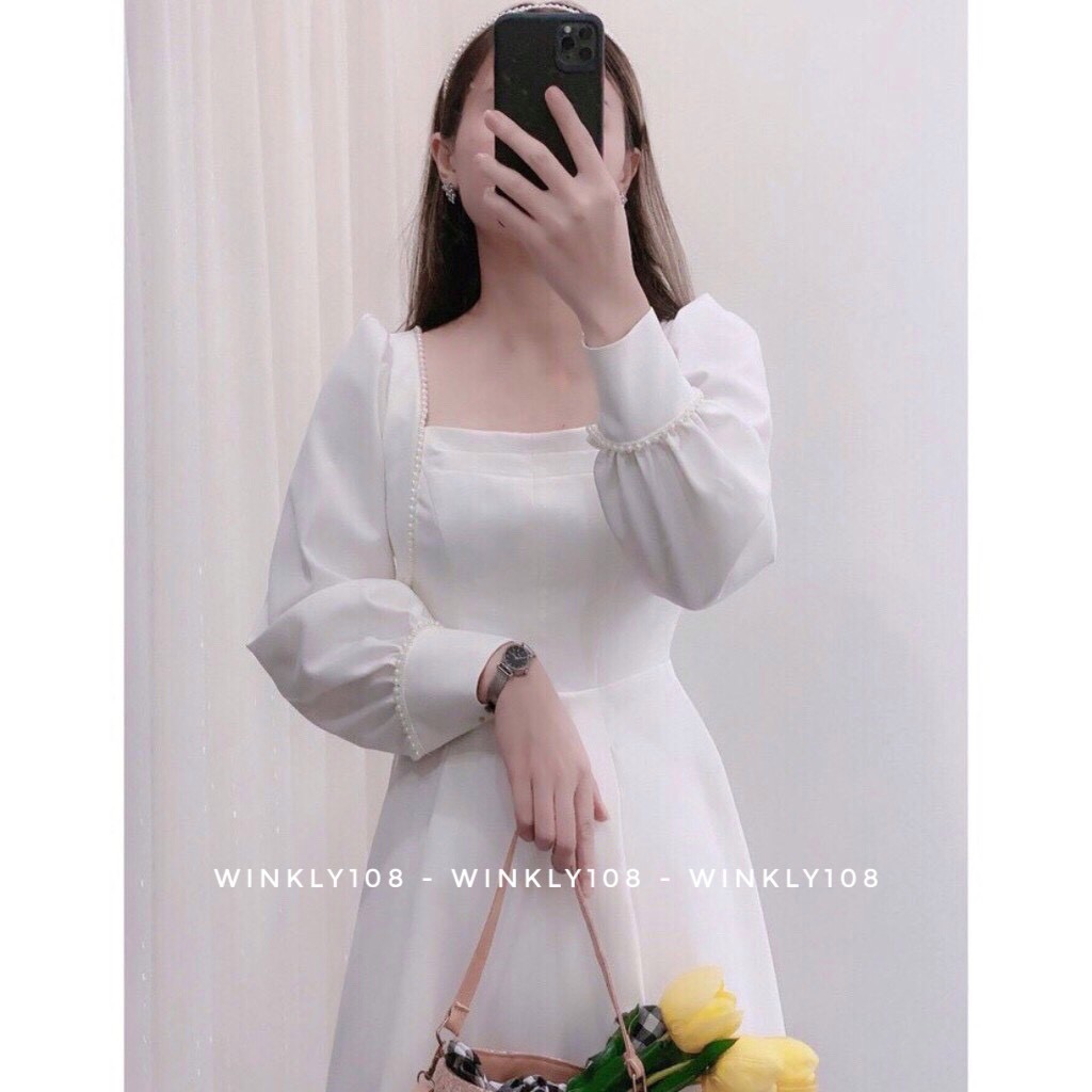 [Ảnh thật] Đầm - Váy trắng maxi viền ren hạt thắt nơ tiểu thư siêu xinh | BigBuy360 - bigbuy360.vn