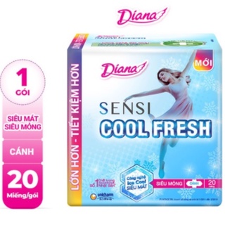 Băng vệ sinh Diana Sensi Cool Fresh siêu mỏng cánh gói 20 miếng x 23cm