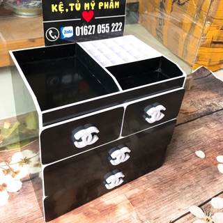 tủ đựng mỹ phẩm 4 tầng đen