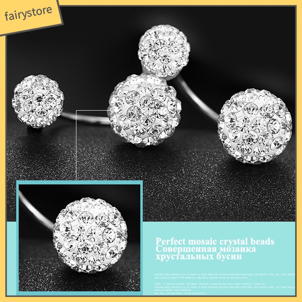 Bông tai hình quả cầu dát đá thời trang cho nữ