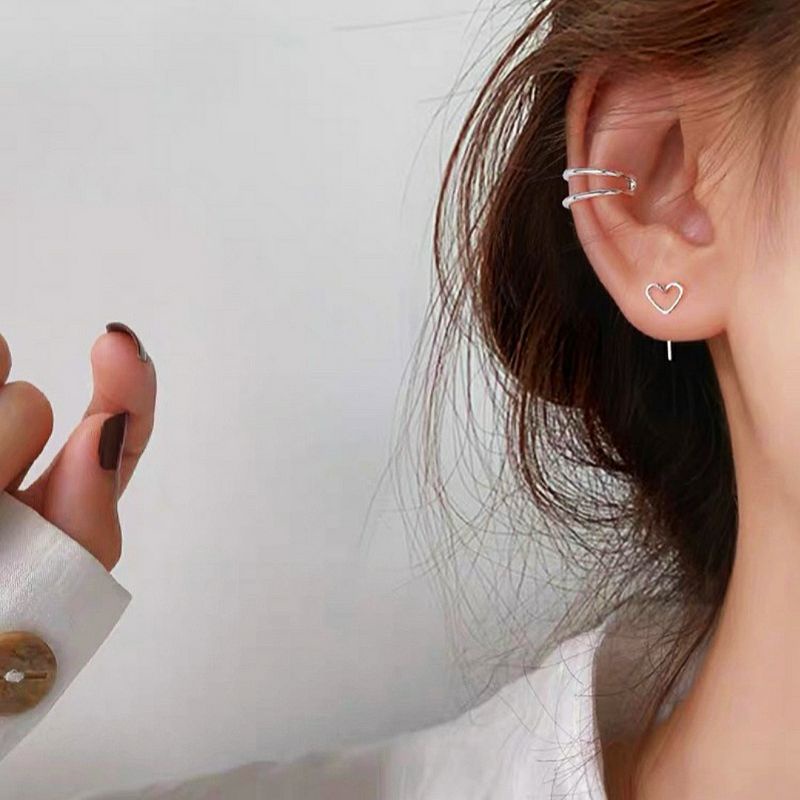 Bông tai tim 100% bạc S925