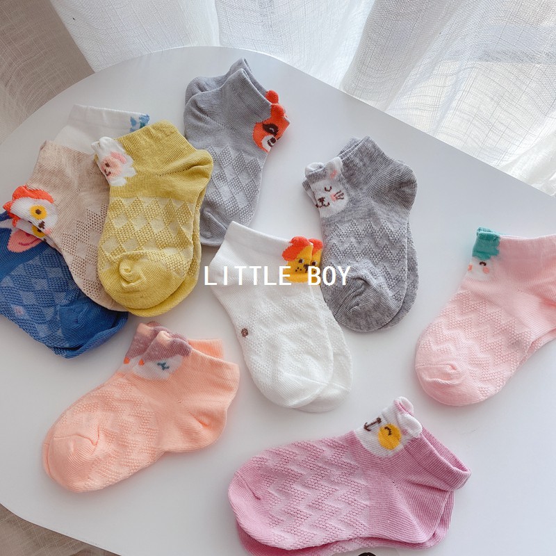 Set 5 đôi Tất lưới cotton ROBIBABI thoáng khí mềm mịn, giữ ấm cho bé (sơ sinh- 3 TUỔI)