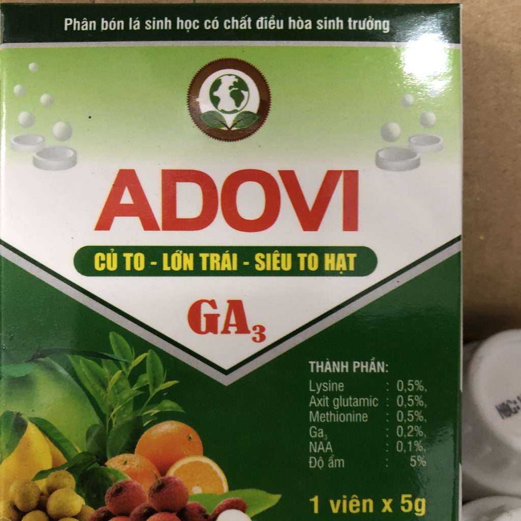 Phân bón lá ga3 - ADOVI 5g; ( KÍCH THÍCH TĂNG TRƯỞNG ) ; phân bón lá ga3 vọt chồi đẻ nhánh cực mạnh, tăng năng suất
