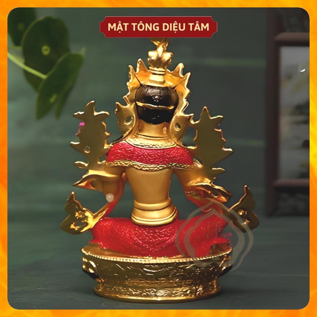 Tượng phật tara xanh 14,5cm vẽ tay màu thờ cúng mật tông Tây Tạng , tượng phật để ô tô