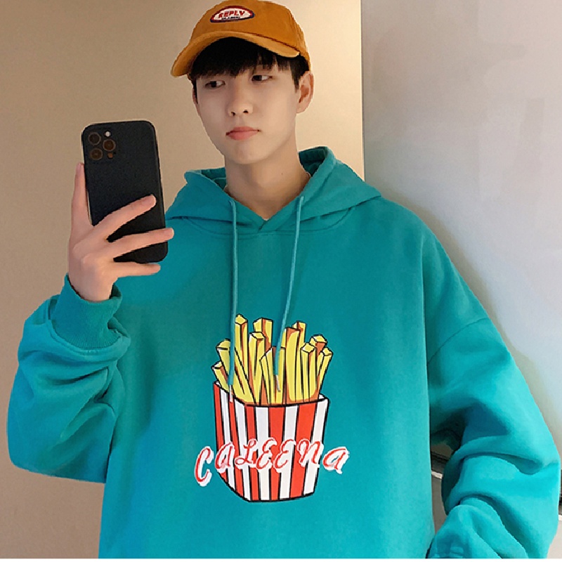 Áo hoodie Tay Dài In Họa Tiết Khoai Tây Chiên Thời Trang Hàn Quốc Dành Cho Nam Size M-8XL
