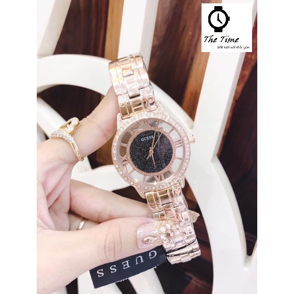 Đồng Hồ Nữ Guess Crystals Steel #W1013 case 38mm. 3atm