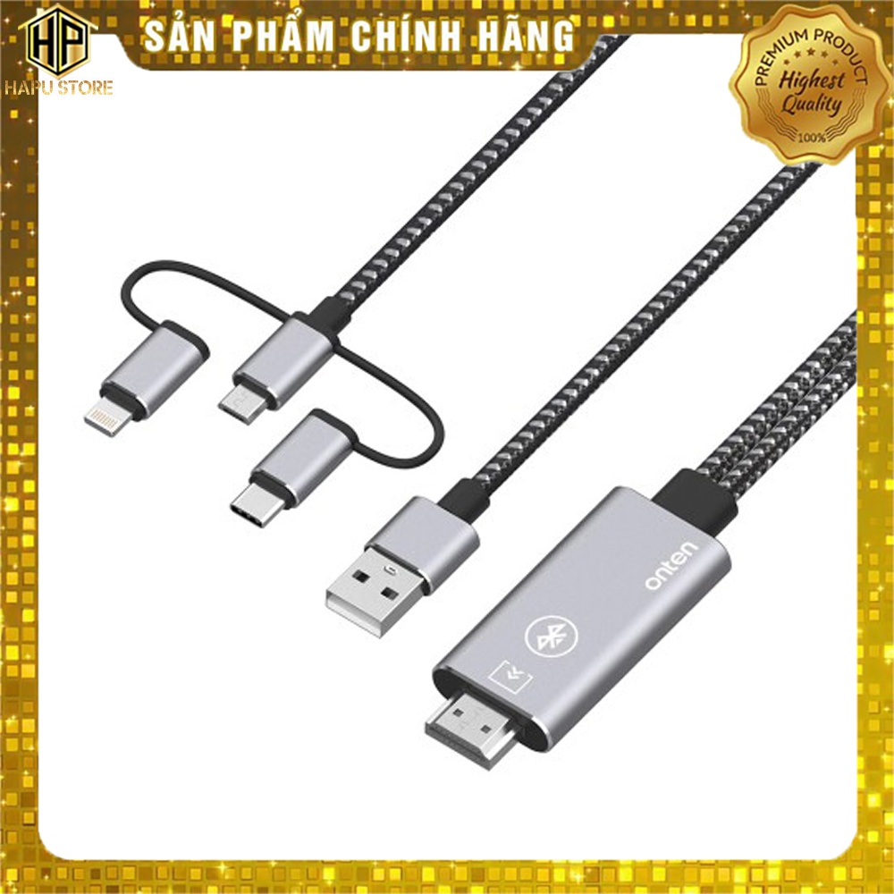 Cáp chuyển 3 trong 1 Lightning - Type C - Micro USB to HDMI Onten 7539 - Hapustore