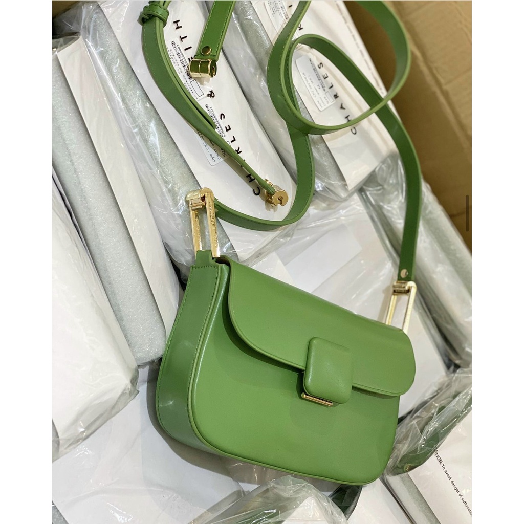 túi kẹp nách + đeo chéo nữ CK2-20270818 xanh lá hàng auth tuồn