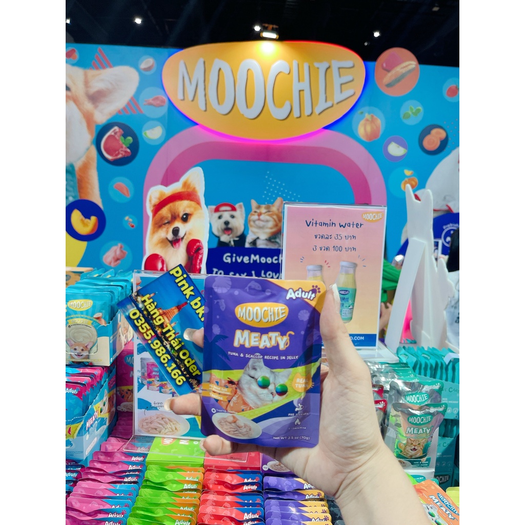 Pate Mèo Moochie Meaty Tiêu Búi Lông 70g⚡NỘI ĐỊA THÁI LAN⚡ Nhập Trực Tiếp Thái Lan Không Qua Trung Gian.